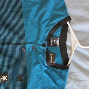 Zoo York Teal & Black Striped Henley Top
